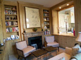 Custom Designed Library with Opening to Kitchen