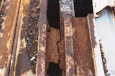 1830 Marquee Detail of Metal Deterioration Prior to Restoration